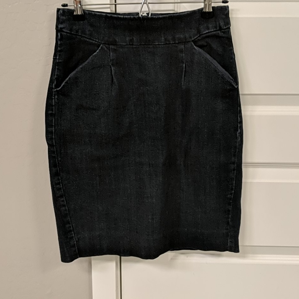 Denim Stretch Fitted Pencil Skirt
